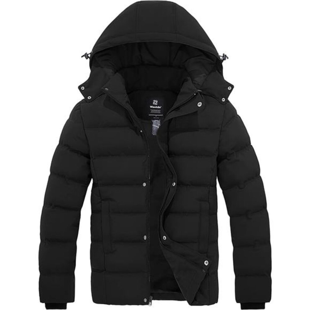 Mens Winter Coat Hooded Puffer Jacket Waterproof Warm Thicken Cotton Outerwear